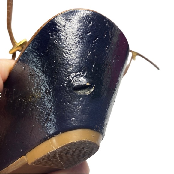 Tory Burch t logo thong Brown Wedge Sandals size 9 - Picture 4 of 11